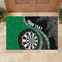 Personalised New Zealand Darts Rubber Doormat Koru Tribal Tattoo and Silver Fern Maori Pattern Green Color LT03 Green - Polynesian Pride