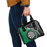 Personalised New Zealand Darts Shoulder Handbag Koru Tribal Tattoo and Silver Fern Maori Pattern Green Color LT03 - Polynesian Pride