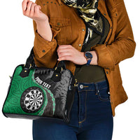 Personalised New Zealand Darts Shoulder Handbag Koru Tribal Tattoo and Silver Fern Maori Pattern Green Color LT03 - Polynesian Pride
