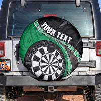 Personalised New Zealand Darts Spare Tire Cover Koru Tribal Tattoo and Silver Fern Maori Pattern Green Color LT03 Green - Polynesian Pride