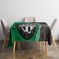 Personalised New Zealand Darts Tablecloth Koru Tribal Tattoo and Silver Fern Maori Pattern Green Color LT03 - Polynesian Pride