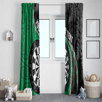 Personalised New Zealand Darts Window Curtain Koru Tribal Tattoo and Silver Fern Maori Pattern Green Color LT03 - Polynesian Pride