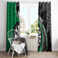 Personalised New Zealand Darts Window Curtain Koru Tribal Tattoo and Silver Fern Maori Pattern Green Color LT03 - Polynesian Pride