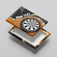 Personalised New Zealand Darts Canvas Wall Art Koru Tribal Tattoo and Silver Fern Maori Pattern Orange Color LT03 - Polynesian Pride