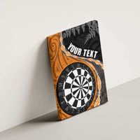 Personalised New Zealand Darts Canvas Wall Art Koru Tribal Tattoo and Silver Fern Maori Pattern Orange Color LT03 - Polynesian Pride