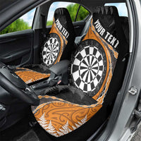 Personalised New Zealand Darts Car Seat Cover Koru Tribal Tattoo and Silver Fern Maori Pattern Orange Color LT03 - Polynesian Pride