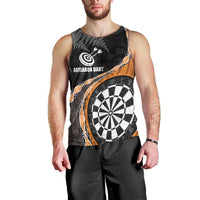 Personalised New Zealand Darts Men Tank Top Koru Tribal Tattoo and Silver Fern Maori Pattern Orange Color LT03 - Polynesian Pride