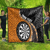 Personalised New Zealand Darts Quilt Koru Tribal Tattoo and Silver Fern Maori Pattern Orange Color LT03 - Polynesian Pride
