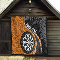 Personalised New Zealand Darts Quilt Koru Tribal Tattoo and Silver Fern Maori Pattern Orange Color LT03 - Polynesian Pride