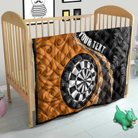 Personalised New Zealand Darts Quilt Koru Tribal Tattoo and Silver Fern Maori Pattern Orange Color LT03 - Polynesian Pride
