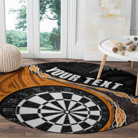 Personalised New Zealand Darts Round Carpet Koru Tribal Tattoo and Silver Fern Maori Pattern Orange Color LT03 - Polynesian Pride