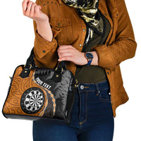 Personalised New Zealand Darts Shoulder Handbag Koru Tribal Tattoo and Silver Fern Maori Pattern Orange Color LT03 - Polynesian Pride