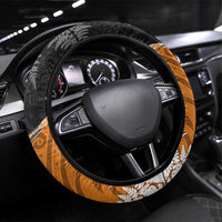 New Zealand Darts Steering Wheel Cover Koru Tribal Tattoo and Silver Fern Maori Pattern Orange Color LT03 Universal Fit Orange - Polynesian Pride