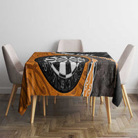 Personalised New Zealand Darts Tablecloth Koru Tribal Tattoo and Silver Fern Maori Pattern Orange Color LT03 - Polynesian Pride