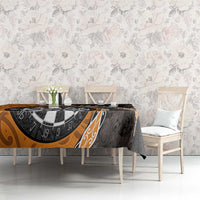 Personalised New Zealand Darts Tablecloth Koru Tribal Tattoo and Silver Fern Maori Pattern Orange Color LT03 - Polynesian Pride