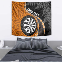 Personalised New Zealand Darts Tapestry Koru Tribal Tattoo and Silver Fern Maori Pattern Orange Color LT03 - Polynesian Pride