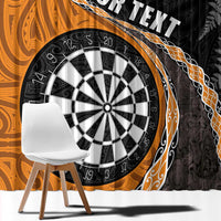 Personalised New Zealand Darts Window Curtain Koru Tribal Tattoo and Silver Fern Maori Pattern Orange Color LT03 - Polynesian Pride