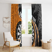 Personalised New Zealand Darts Window Curtain Koru Tribal Tattoo and Silver Fern Maori Pattern Orange Color LT03 - Polynesian Pride