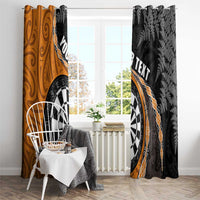 Personalised New Zealand Darts Window Curtain Koru Tribal Tattoo and Silver Fern Maori Pattern Orange Color LT03 - Polynesian Pride