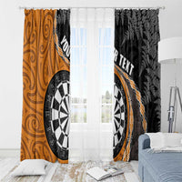 Personalised New Zealand Darts Window Curtain Koru Tribal Tattoo and Silver Fern Maori Pattern Orange Color LT03 - Polynesian Pride