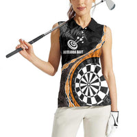 Personalised New Zealand Darts Women Sleeveless Polo Shirt Koru Tribal Tattoo and Silver Fern Maori Pattern Orange Color LT03 - Polynesian Pride