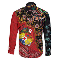 Tonga Ngatu and Australia Together Family Matching Mermaid Dress and Hawaiian Shirt Polynesian Humpback Whale and Aboriginal Kangaroo LT03 - Polynesian Pride