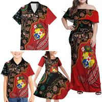 Tonga Ngatu and Australia Together Family Matching Off Shoulder Maxi Dress and Hawaiian Shirt Polynesian Humpback Whale and Aboriginal Kangaroo LT03 - Polynesian Pride