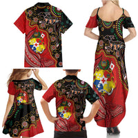 Tonga Ngatu and Australia Together Family Matching Summer Maxi Dress and Hawaiian Shirt Polynesian Humpback Whale and Aboriginal Kangaroo LT03 - Polynesian Pride