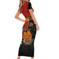 Personalised Papua New Guinea and Australia Together Family Matching Short Sleeve Bodycon Dress and Hawaiian Shirt Bird-of-paradise and Kangaroo with Aboriginal Pattern LT03 - Polynesian Pride