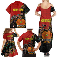 Personalised Papua New Guinea and Australia Together Family Matching Summer Maxi Dress and Hawaiian Shirt Bird-of-paradise and Kangaroo with Aboriginal Pattern LT03 - Polynesian Pride