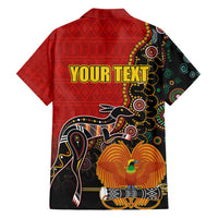 Personalised Papua New Guinea and Australia Together Family Matching Summer Maxi Dress and Hawaiian Shirt Bird-of-paradise and Kangaroo with Aboriginal Pattern LT03 - Polynesian Pride