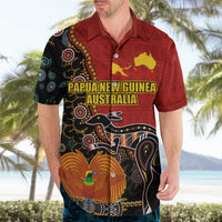 Personalised Papua New Guinea and Australia Together Hawaiian Shirt Bird-of-paradise and Kangaroo with Aboriginal Pattern LT03 - Polynesian Pride