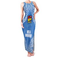 Hela Wigmen Rugby Family Matching Tank Maxi Dress and Hawaiian Shirt Papua New Guinea Polynesian Tattoo LT03 Mom's Dress Blue - Polynesian Pride