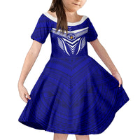 Custom Kimbe Cutters Rugby Kid Short Sleeve Dress Papua New Guinea Polynesian Tattoo Blue Version LT03 KID Blue - Polynesian Pride