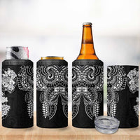 Japanese Irezumi and Hawaiian Polynesian Art Tattoo 4 in 1 Can Cooler Tumbler Black Color LT03 - Polynesian Pride