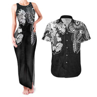 Japanese Irezumi and Hawaiian Polynesian Art Tattoo Couples Matching Tank Maxi Dress and Hawaiian Shirt Black Color LT03 Black - Polynesian Pride