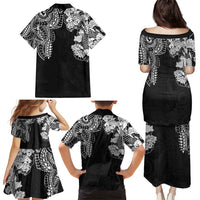 Japanese Irezumi and Hawaiian Polynesian Art Tattoo Family Matching Puletasi and Hawaiian Shirt Black Color LT03 - Polynesian Pride