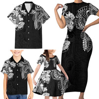 Japanese Irezumi and Hawaiian Polynesian Art Tattoo Family Matching Short Sleeve Bodycon Dress and Hawaiian Shirt Black Color LT03 - Polynesian Pride