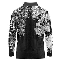 Japanese Irezumi and Hawaiian Polynesian Art Tattoo Long Sleeve Polo Shirt Black Color LT03 - Polynesian Pride