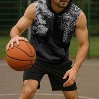 Japanese Irezumi and Hawaiian Polynesian Art Tattoo Sleeveless Hoodie Black Color LT03 - Polynesian Pride