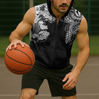 Japanese Irezumi and Hawaiian Polynesian Art Tattoo Sleeveless Zip Hoodie Black Color LT03 - Polynesian Pride