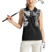 Japanese Irezumi and Hawaiian Polynesian Art Tattoo Women Sleeveless Polo Shirt Black Color LT03 - Polynesian Pride