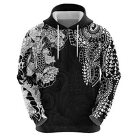Japanese Irezumi and Hawaiian Polynesian Art Tattoo Zip Hoodie Black Color LT03 - Polynesian Pride