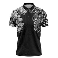 Japanese Irezumi and Hawaiian Polynesian Art Tattoo Zipper Polo Shirt Black Color LT03 Black - Polynesian Pride
