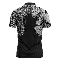 Japanese Irezumi and Hawaiian Polynesian Art Tattoo Zipper Polo Shirt Black Color LT03 - Polynesian Pride
