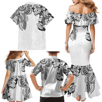 Japanese Irezumi and Hawaiian Polynesian Art Tattoo Family Matching Mermaid Dress and Hawaiian Shirt White Color LT03 - Polynesian Pride