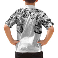 Japanese Irezumi and Hawaiian Polynesian Art Tattoo Family Matching Tank Maxi Dress and Hawaiian Shirt White Color LT03 - Polynesian Pride