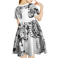 Japanese Irezumi and Hawaiian Polynesian Art Tattoo Kid Short Sleeve Dress White Color LT03 - Polynesian Pride