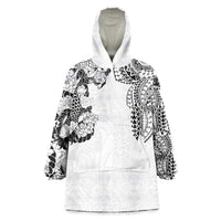 Japanese Irezumi and Hawaiian Polynesian Art Tattoo Wearable Blanket Hoodie White Color LT03 One Size White - Polynesian Pride