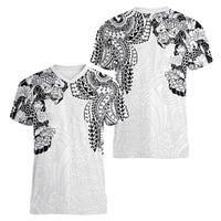 Japanese Irezumi and Hawaiian Polynesian Art Tattoo Women V-Neck T-Shirt White Color LT03 - Polynesian Pride